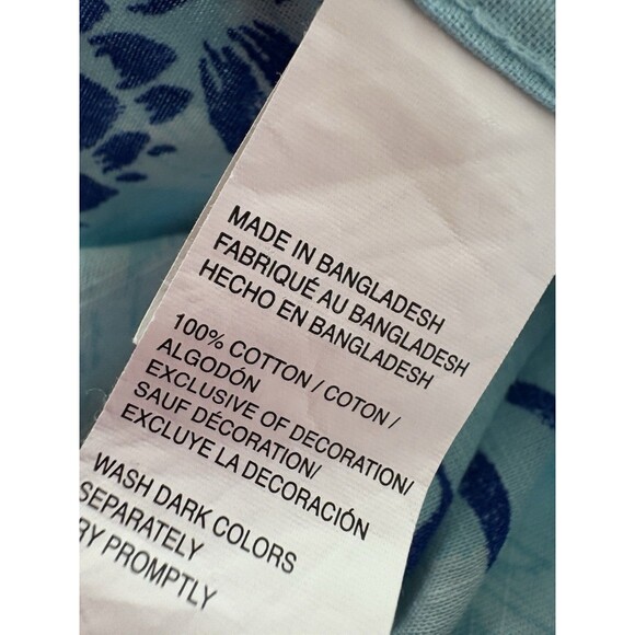 Izod Saltwater Blue Pineapple Tropical Print Casual Men Large 100% Cotton Shirt - Picture 5 of 7